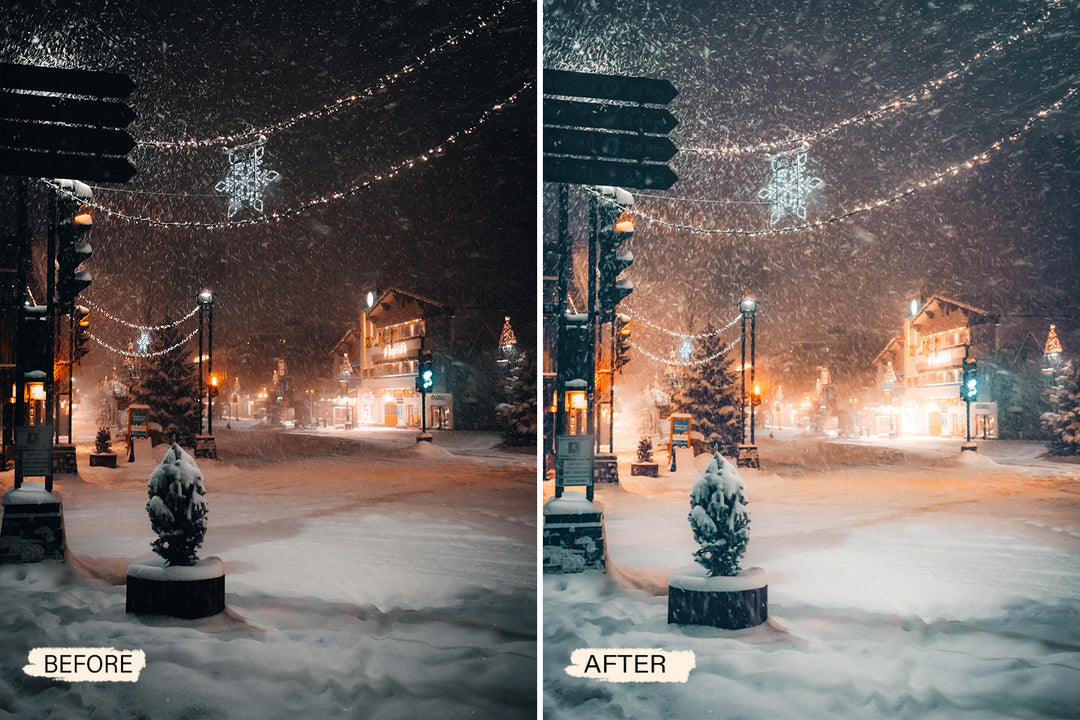 Winter Snowy Christmas Lightroom Mobile Presets | Pixmellow